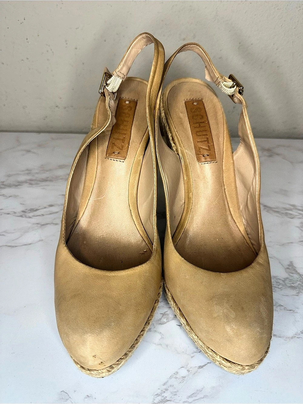 Schuts Espadrille Wedge Slingback Sandals in Gold